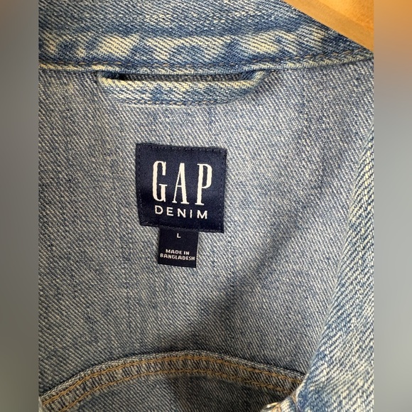 Gap Factory Puff Sleeve Icon Cropped Transitional Denim Jacket Coat NWOT Large - Picture 5 of 9